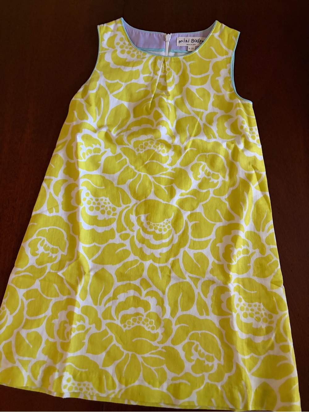 Mini Boden Yellow Hydrangea Shift Dress